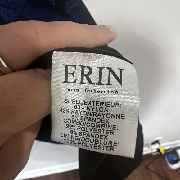 Anthropologie Erin Fetherston Dress Black Blue Mini Metallic Hepburn Small 1424 - Picture 7 of 13